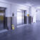 Lift lobby and self storage units within the completed Big Yellow Self Storage facility at Staples Corner, London